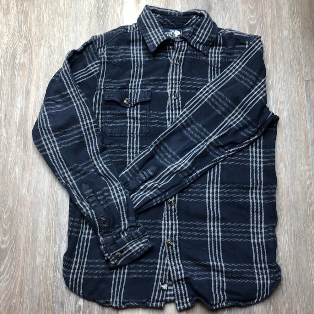 Blue plaid North Face flannel